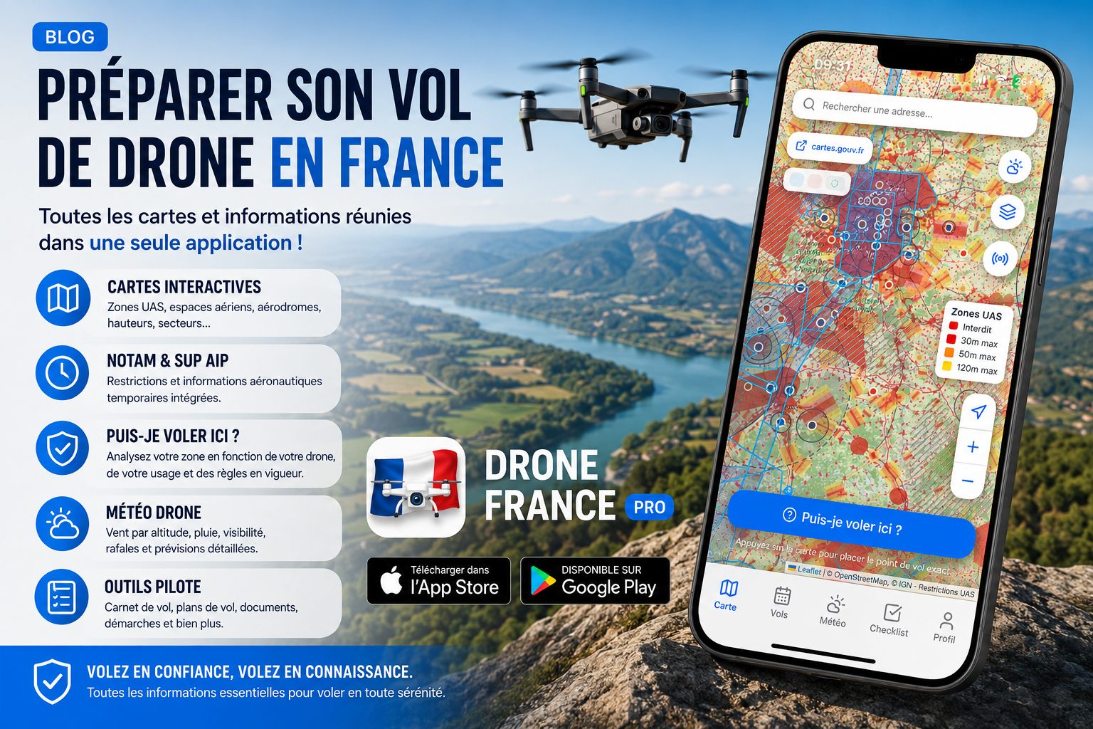 Où faire voler son drone en France ? Toutes les cartes réunies dans une seule application